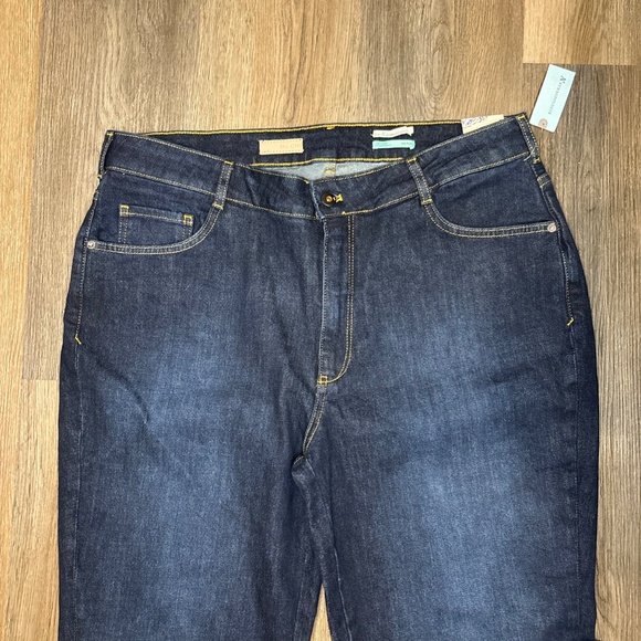 Pilcro Womens Blue Denim The Split‎ Straight Leg Jeans High Rise Size 16W NWT - Picture 4 of 16